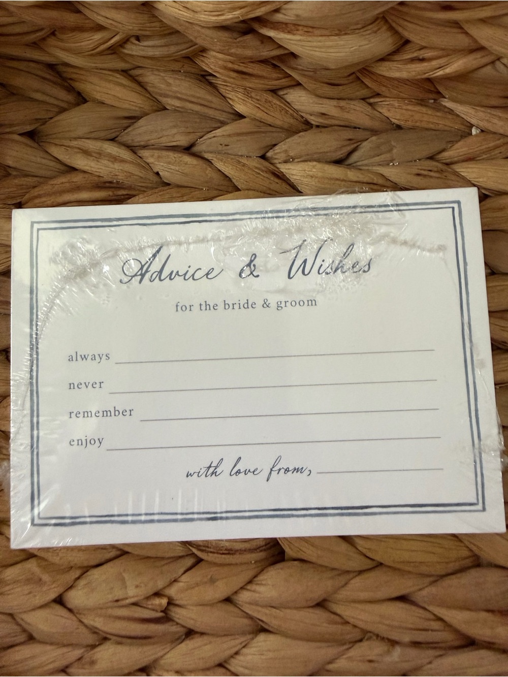 Advice & Wishes Wedding Cards - dusty blue Text on White